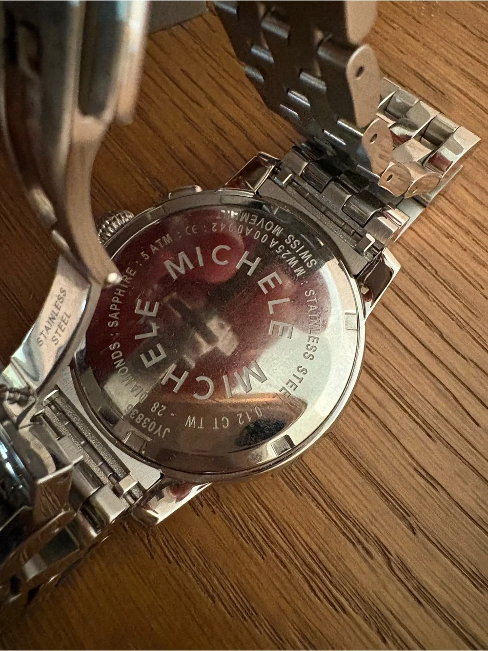Michele Silver Stainless Steel Chronograph Watch with Diamonds. JYI03836